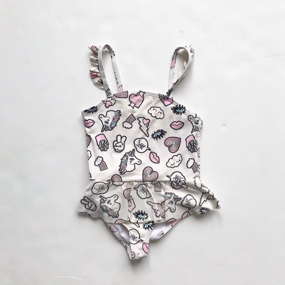Betsy Johnson unicorn print swimsuit GUC 3T